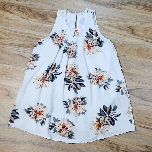 🔹️Umgee Cream Floral Print Boho Sleeveless Dress Small - Picture 2 of 12